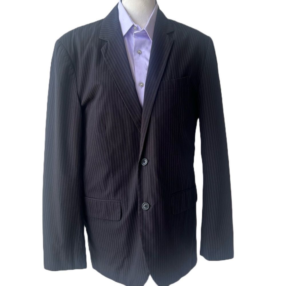 $25 SALE Calvin Klein Men Sz S Black Striped Cotton Designer Blazer Tailored